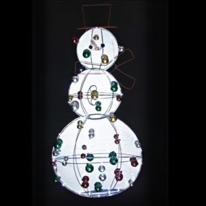 LED Snowman with Ornaments Yard Art