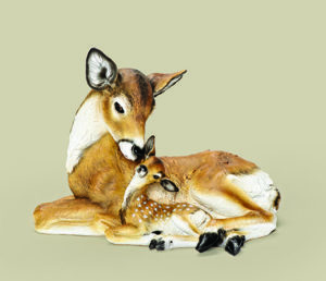 Laying Deer Figure Doe and Fawn