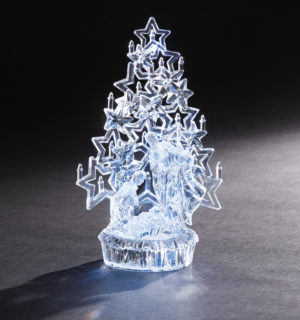 Acrylic LED Holy Family with Christmas Tree