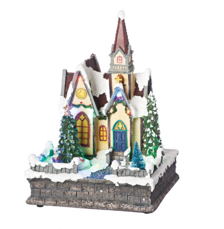 Musical LED Church with Christmas Tree
